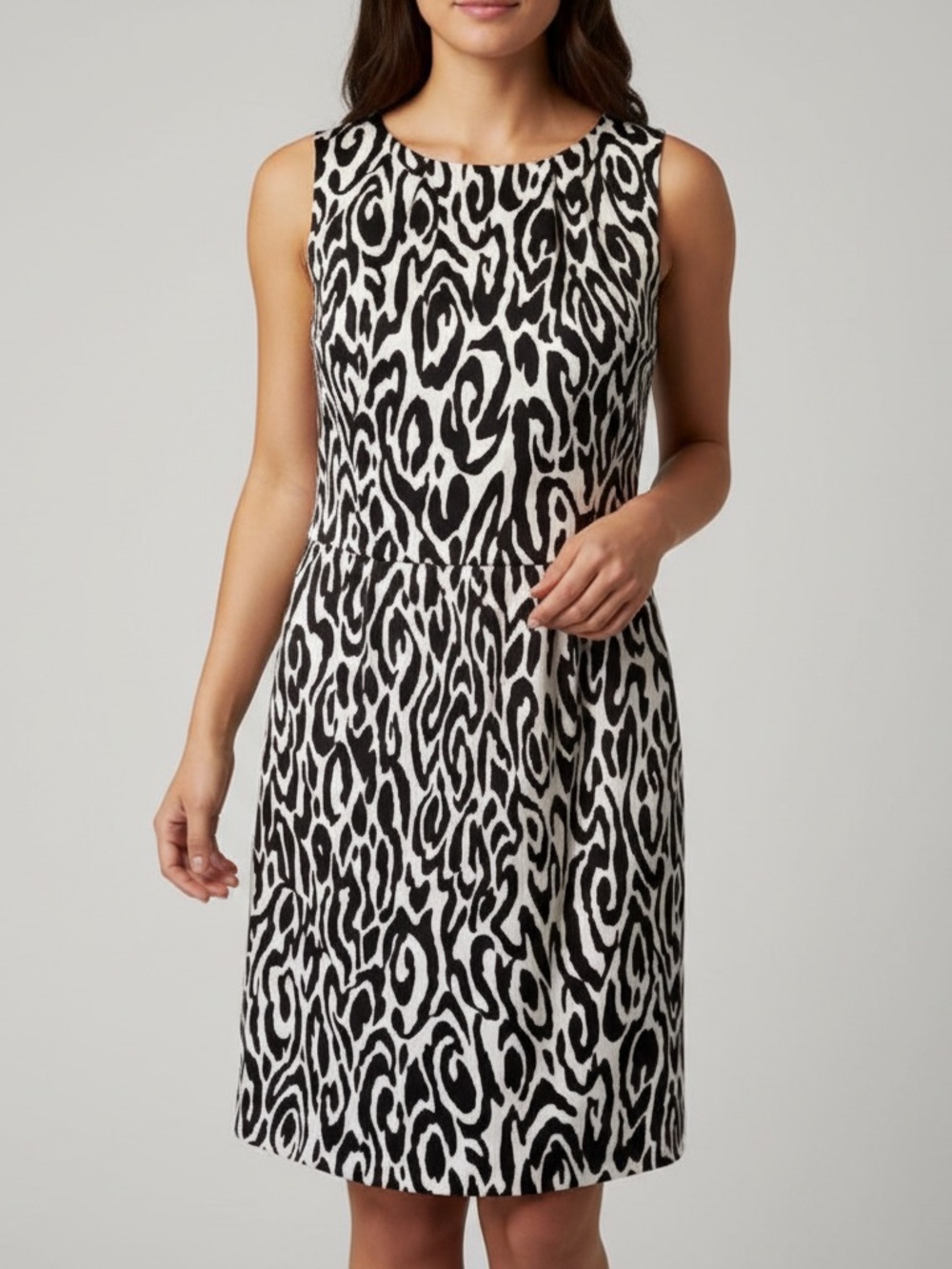 Dressbarn Dress Size 14 Black White Print Sleeveless